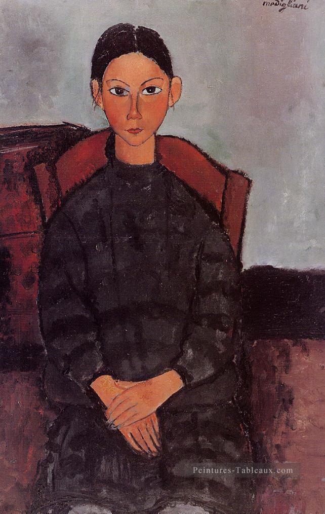 une jeune fille avec un ensemble noir 1918 Amedeo Modigliani Peintures à l'huile